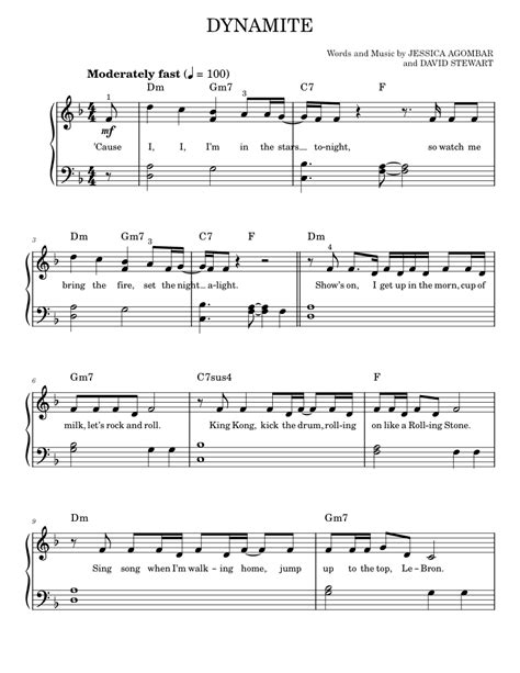 Dynamite Sheet Music For Piano By Bts Official