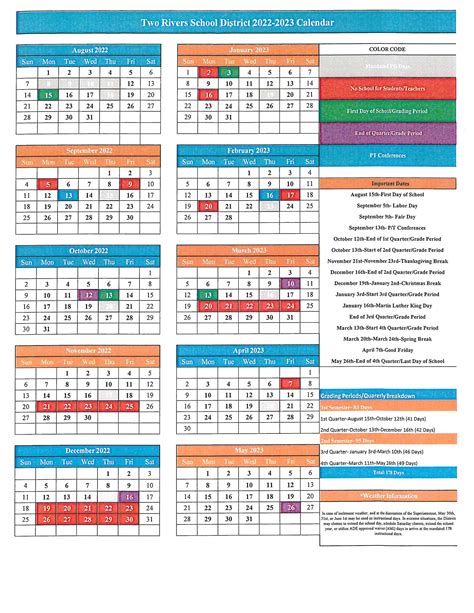 Two Rivers School District Calendar 20232024