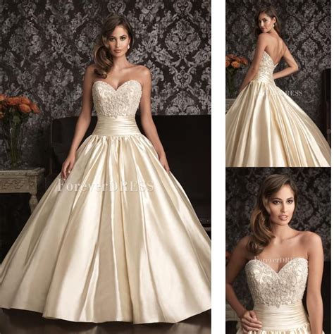 Wonderful Ivory Beaded Bodice Satin Ball Gown Wedding Dress With