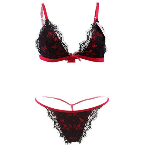 3 Colors Sexy Lingeries Set Flowery Lace Bra Briefthong Set Sexi Woman