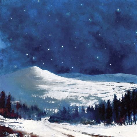 Oil Painting Of Snow Covered Wicklow Mountains By Night Mountain Landscape Painting Painting