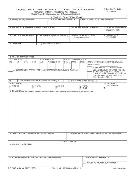 Dd Form 1610 Fill Out Sign Online And Download Fillable Pdf