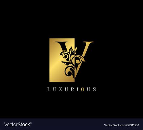 Golden V Letter Logo Design Gold V Letter Vector Image