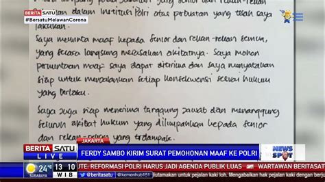 Irjen Ferdy Sambo Tulis Surat Penyesalan Minta Maaf Dan Siap