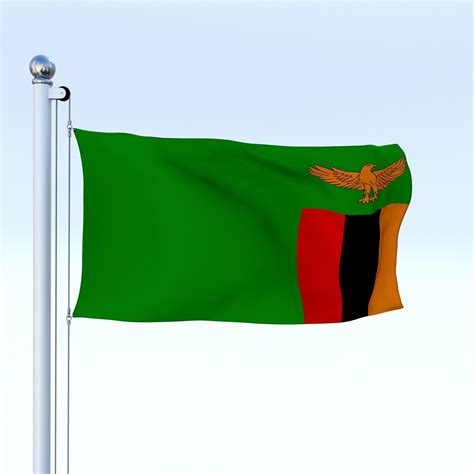 ˈzæmbɪə), oficialmente conhecida como república da zâmbia, é um país sem costa marítima da áfrica austral. Animated Zambia Flag 3D asset | CGTrader