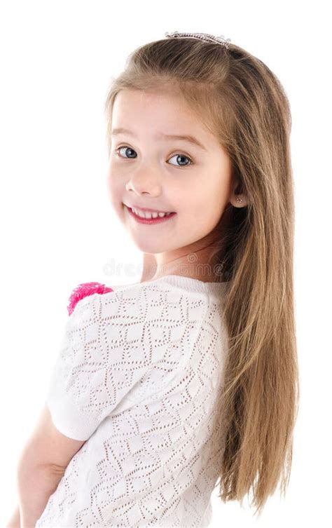Portrait Of Smiling Cute Little Girl Isolated Stock Photo Image Of