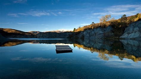 Naturaleza Paisaje árboles Bosque Lago Montaña Rock Reflexión Muelle