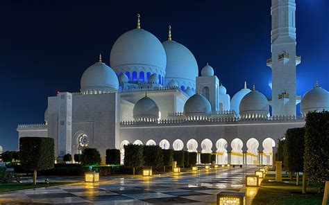 Sheikh Zayed Mosque Abu Dhabi United Arab Emirates Photography At Night