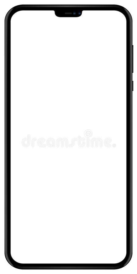 Brand New Smartphone Black Color With Blank Screen Isolated On White