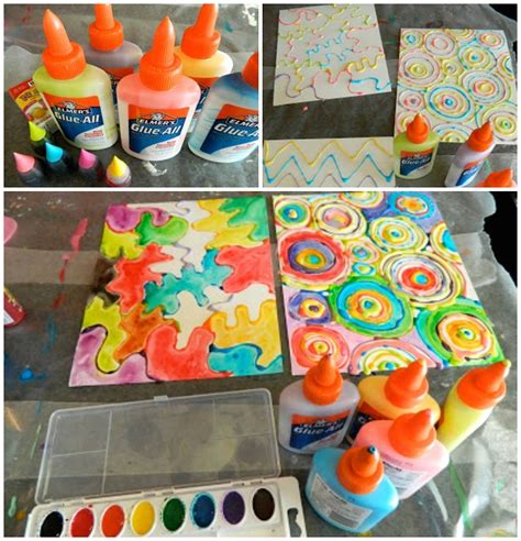 Watercolor And Glue Bottle Art For Kids Crafty Morning
