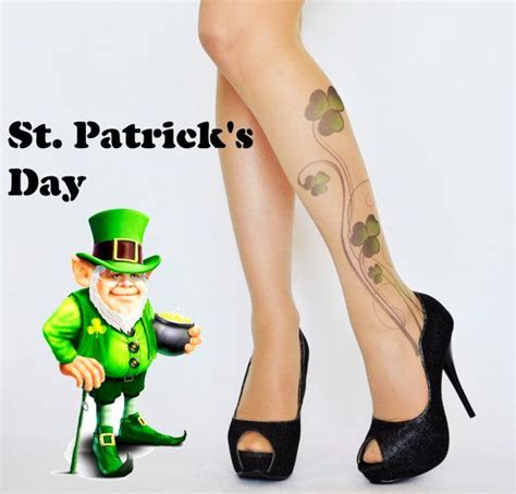 Shamrock St Patricks Patty Day Tattoo Tightsgreen St Etsy Tattoo Tights Pantyhose