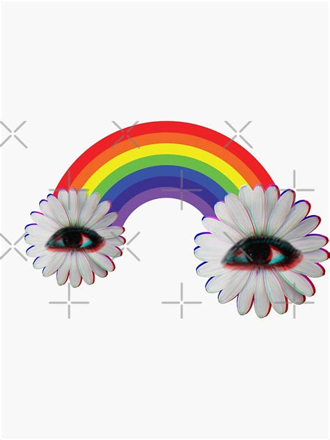 Dreamcore Weirdcore Aesthetics Rainbow Flower Eyes Sticker For Sale