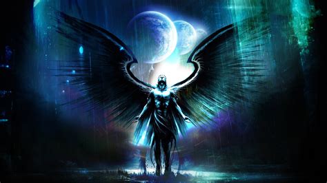 Download Dark Blue Mystical Fantasy Angel Hd Wallpaper
