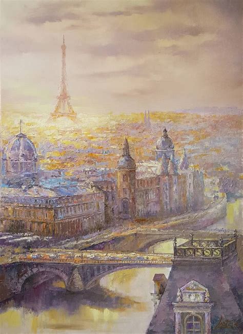 Paris Sunrise Palette Knife Oil Canvas 65x90cm