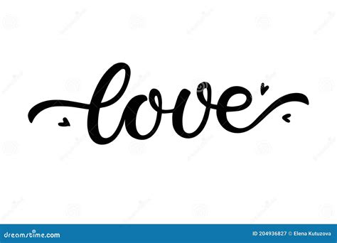Love Text Hand Written Lettering Vector Calligraphic Phrase Modern