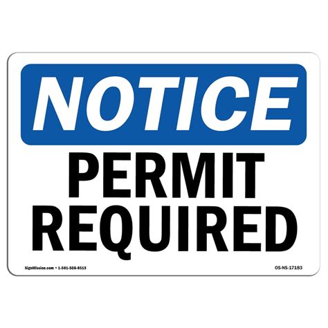 Osha Notice Sign Permit Required Decal Protect Your Business