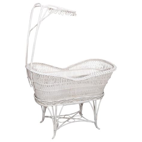 The canopy bassinet are fitted with relaxing and protective features to promote sound sleep and safety. White Wicker Bassinet on a Stand with Canopy, early 20th ...