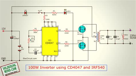500 Watts Inverter Circuit 12 Volt To 220 Volt Soldering Mind