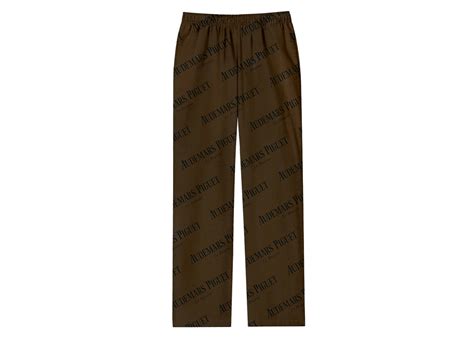 Travis Scott Cj X Audemars Piguet Logo Silk Pajama Pants Brown Mens