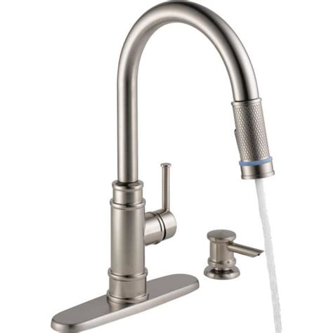 The main home depot kitchen faucets kohler will bring a nice look to your high quality faucets kitchen with fluid lines, together with any sleek design. Delta Allentown Single-Handle Pull-Down Sprayer Kitchen ...