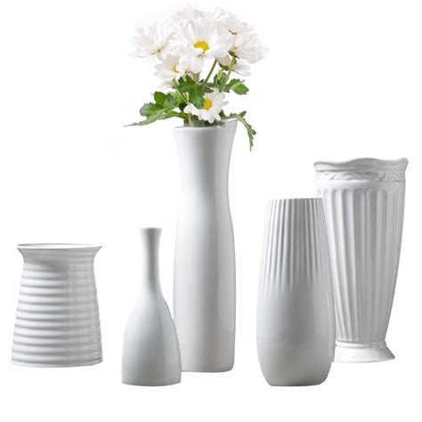 Solid White Vase Ceramic Home Decorative Flower Pots Planters Home Vase
