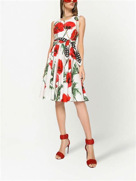 Dolce Gabbana Floral Print Midi Dress Farfetch