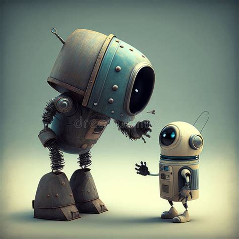 An Image Of Two Robots Standing Next To Each Other Generative Ai Stock