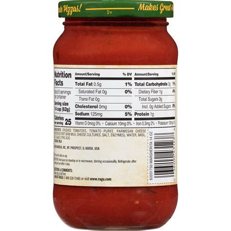 Ragu Spaghetti Sauce Nutrition Facts Bmp O