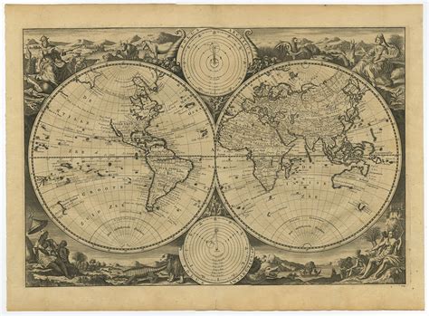 Antique Double Hemisphere World Map By Van Jagen C1748