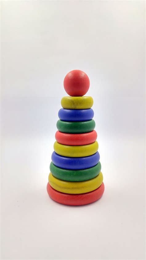 Montessori Toy Stacking Toy Wooden Pyramid Ring Stacker Etsy
