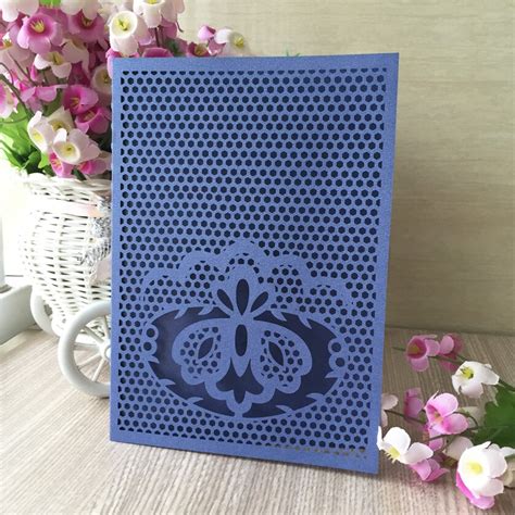 50pcslot Pearlized Paper Laser Cut Wedding Invitation Thank You Cards