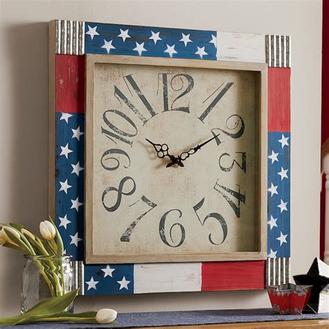 Patriotic Wall Clock Country Door