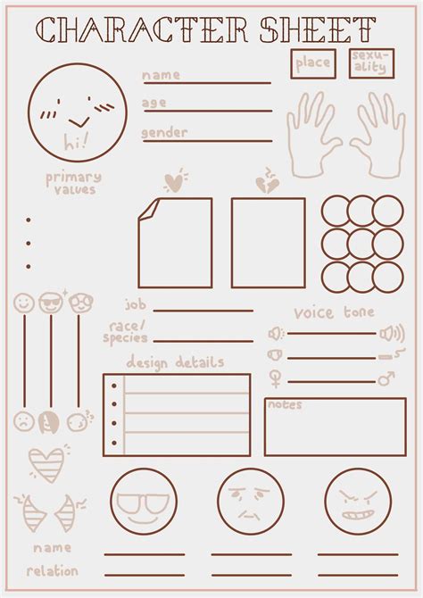 Simple Oc Character Sheet Blank Template Printable Etsy Uk