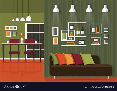 Red couch in living room backgrounds illustrations royalty free. Home interior Royalty Free Vector Image - VectorStock