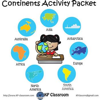 continents activity packet  worksheets  kp classroom tpt