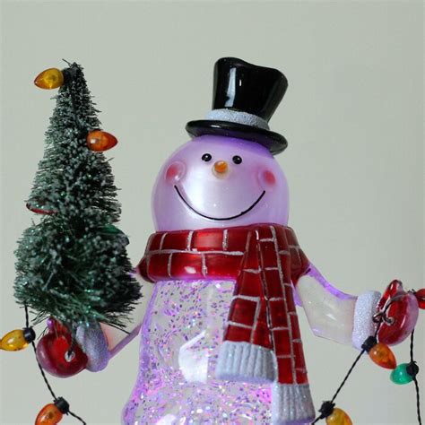 Northlight 11 Swirling Glitter Led Lighted Snowman With Tree Christmas