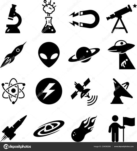 Aliens Planets Solar System Other Science Related Icons Stock Vector