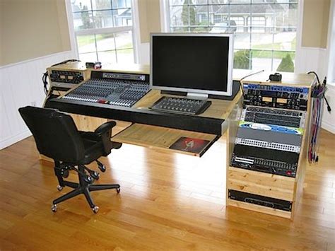 So in an effort to flex my diy skills (and save some money) i used to work in a theatrical scenery shop and have about 1 year experience. Image result for DIY recording console stand | Recording studio home, Audio studio, Recording ...