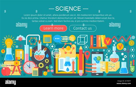 Flat Design Concept Of Science Horizontal Banner With Scientist