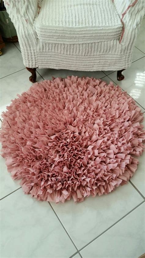 Handmade Pink Shag Rag Rug Hand Crochet Shag Rug Round