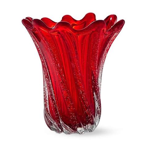 Aerin Red Glass Bubble Vase Luxury Vase Red Glass Decorative Orbs