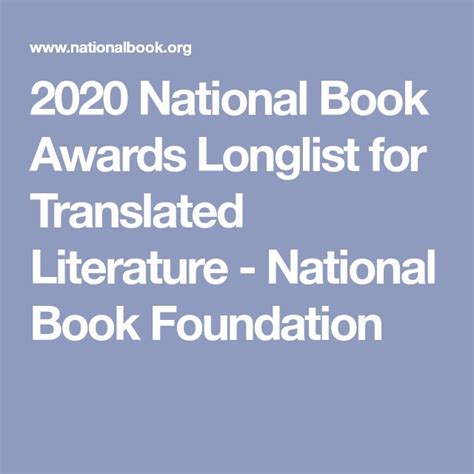 2020 National Book Awards Longlist For Translated Literature National