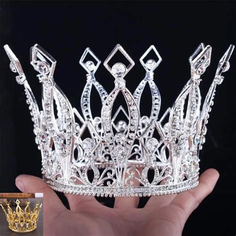 Luxury Large High Full Circle Crown Pageant Miss World Rhinestone Round Full Tiara Crown