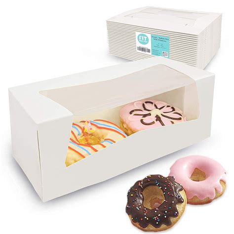 25 Pack 9x4x35 White Donut Bakery Box With Window Auto Popup