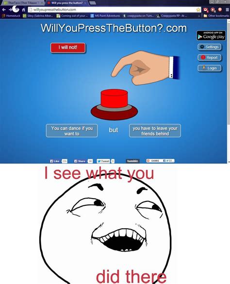 will you press le button by thortaco tumblr funny memes relatable will you press the button