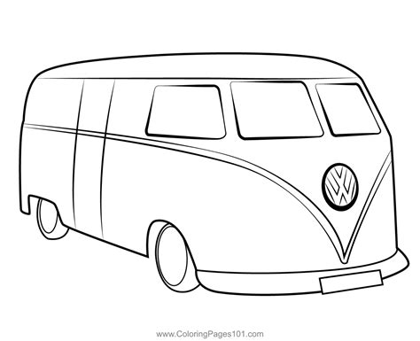 Yellow Volkswagen Van Coloring Page For Kids Free Vans Printable
