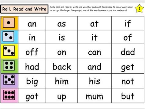Roll Read And Write High Frequency Words Phase 2 Teaching Resources