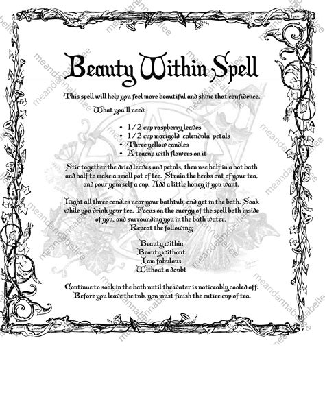 Witches Beauty Within Spell Image Digital Clipart Etsy Witch Spell