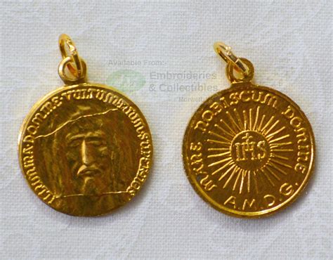Holy Face Medal Pendant Gold Tone 18mm Diameter Made In Italy
