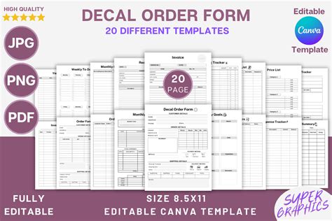 Editable Decal Order Form Canva Template Graphic By Super Graphics Creative Fabrica